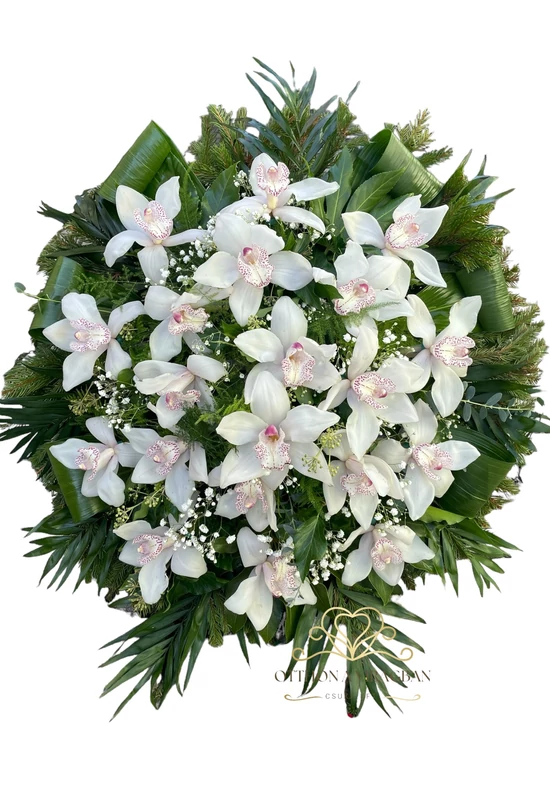 80cm Álló koszorú fehér orchideából