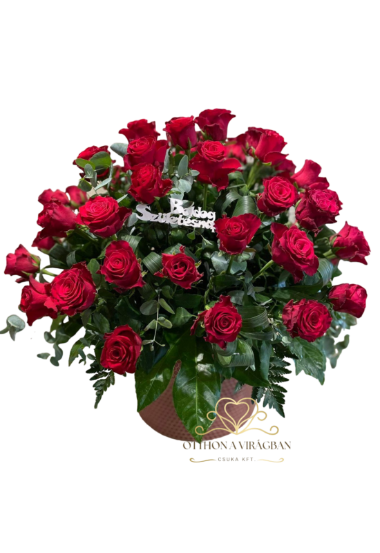 Születésnapi virágtál 50 szál rózsából